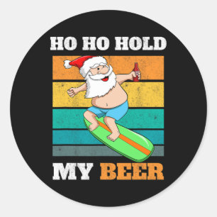 Ho Ho Houd Bier Surfer Kerstman Kerstfeest Kerstmi Ronde Sticker