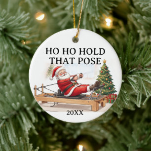 Ho Ho Houd die pose vast Grappige Kerstman Pilates Keramisch Ornament