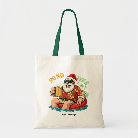 Ho Ho houdt m'n biertje Drink kerstmis vast Tote Bag (Voorkant)