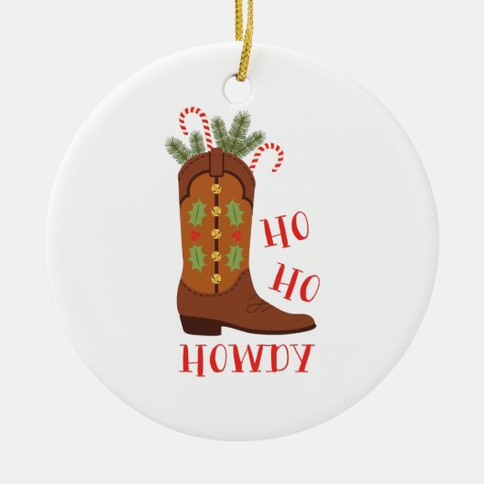 Ho Ho Howdy Keramisch Ornament (Voorkant)