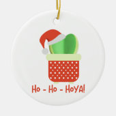 Ho-Ho-Hoya Leuke Kerstmis Santa Hoya Plant Keramisch Ornament (Voorkant)