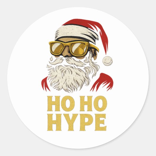 HO HO HYPE – Santa Gold Ronde Sticker (Voorkant)