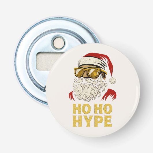HO HO HYPE – Santa Goud Button Flesopener (Voorkant)