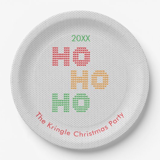 Ho Ho Kerst Trui Typografie Papieren Bordje (Voorkant)