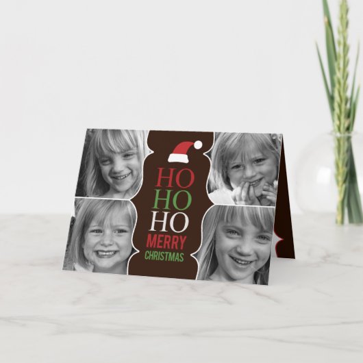 HO HO Kerst/Vakantie Fotokaart Feestdagen Kaart (Voorkant)