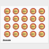 HO HO Kerstfeestdag Modern Red Gold Foil Ronde Sticker (Vel)