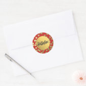 HO HO Kerstfeestdag Modern Red Gold Foil Ronde Sticker (Envelop)