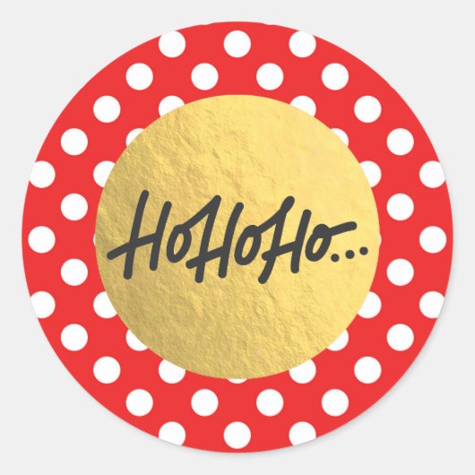 HO HO Kerstfeestdag rode witte pooldots Ronde Sticker (Voorkant)