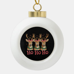 Ho Ho Kersthert Pinke Strik Kerstmis Rendier Keramische Bal Ornament