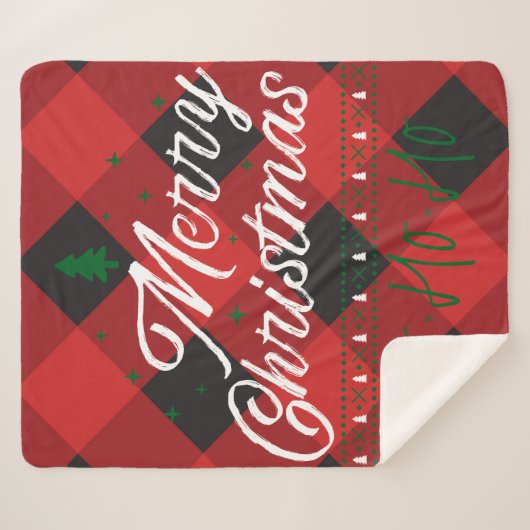 HO HO Kerstkamp Sherpa Deken (Voorkant (horizontaal))