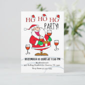 Ho Ho Kerstman Kerst Uitnodiging (Staand voorkant)