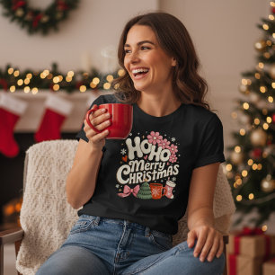 Ho Ho Kerstmis Bomen Festive Coquette Meisjesachti Tri-Blend Shirt