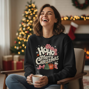 Ho Ho Kerstmis Bomen Festive Coquette Meisjesachti Trui