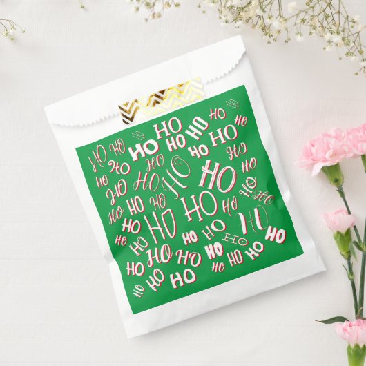 HO HO Kersttekst patroon wit rood Bedankzakje (Gezegeld)
