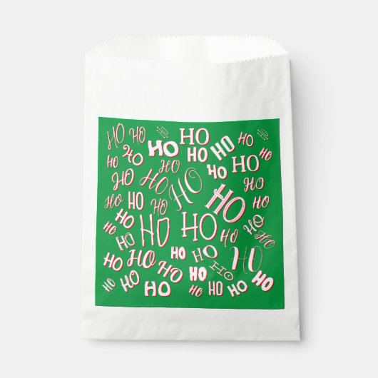 HO HO Kersttekst patroon wit rood Bedankzakje (Voorkant)