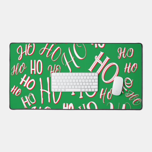 HO HO Kersttekst patroon wit rood Bureaumat (Keyboard & Muis)