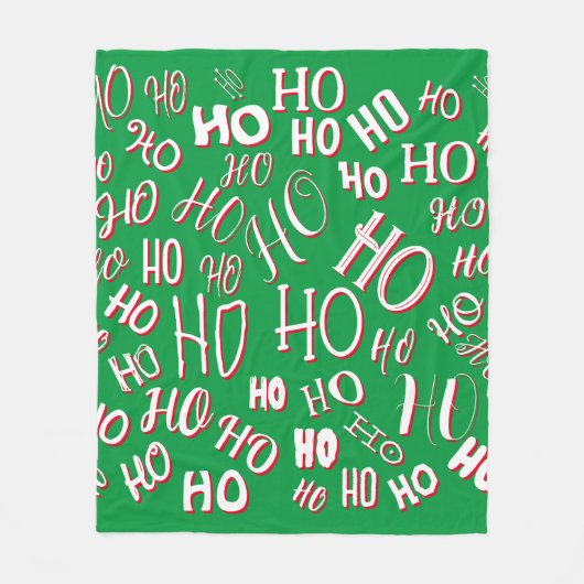 HO HO Kersttekst patroon wit rood Fleece Deken (Voorkant)