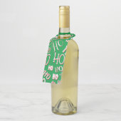 HO HO Kersttekst patroon wit rood Flessenhanger (Schuin)