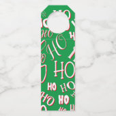 HO HO Kersttekst patroon wit rood Flessenhanger (Achterkant)