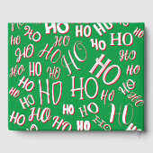 HO HO Kersttekst patroon wit rood Gastenboek (Achterkant)