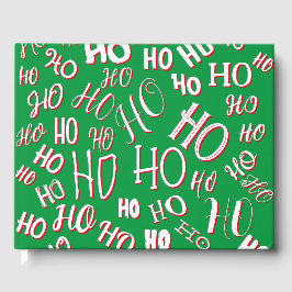 HO HO Kersttekst patroon wit rood Gastenboek