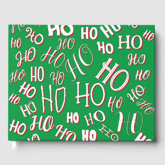 HO HO Kersttekst patroon wit rood Gastenboek (Voorkant)