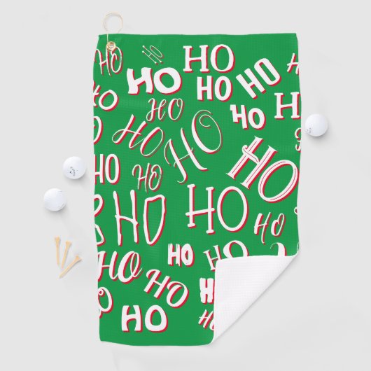 HO HO Kersttekst patroon wit rood Golfhanddoek (Insitu)