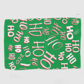 HO HO Kersttekst patroon wit rood Golfhanddoek (Horizontaal)