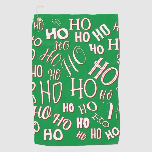 HO HO Kersttekst patroon wit rood Golfhanddoek (Voorkant)