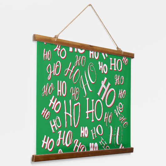 HO HO Kersttekst patroon wit rood Hangend Wandkleed (Gebogen)