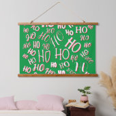 HO HO Kersttekst patroon wit rood Hangend Wandkleed (Slaapkamer)