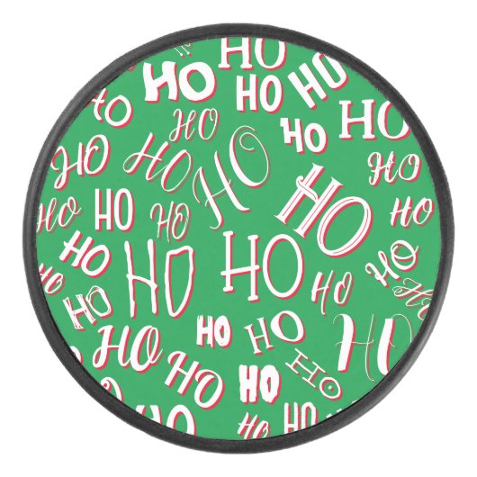 HO HO Kersttekst patroon wit rood Hockey Puck (Voorkant)