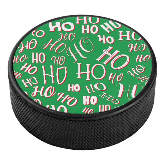 HO HO Kersttekst patroon wit rood Hockey Puck (3/4)