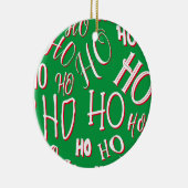 HO HO Kersttekst patroon wit rood Keramisch Ornament (Rechts)