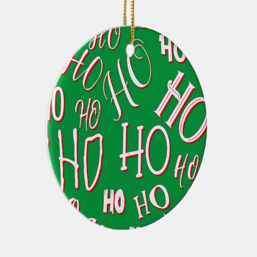 HO HO Kersttekst patroon wit rood Keramisch Ornament (Rechts)