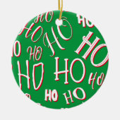 HO HO Kersttekst patroon wit rood Keramisch Ornament (Voorkant)