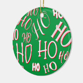 HO HO Kersttekst patroon wit rood Keramisch Ornament (Links)