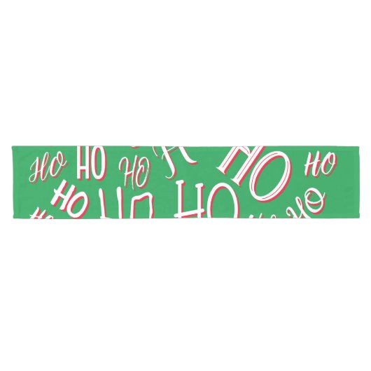 HO HO Kersttekst patroon wit rood Korte Tafelloper (Horizontaal)