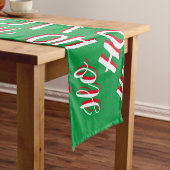 HO HO Kersttekst patroon wit rood Korte Tafelloper (Voorbeeld)
