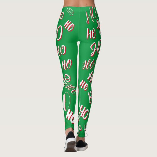 HO HO Kersttekst patroon wit rood Leggings (Achterkant)