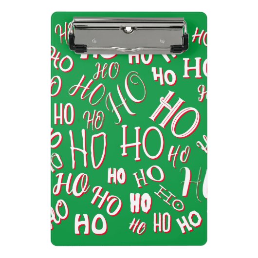 HO HO Kersttekst patroon wit rood Mini Klembord (Voorkant)