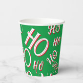 HO HO Kersttekst patroon wit rood Papieren Bekers (Achterkant)