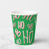 HO HO Kersttekst patroon wit rood Papieren Bekers (Voorkant)