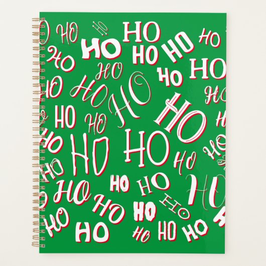 HO HO Kersttekst patroon wit rood Planner (Voorkant)