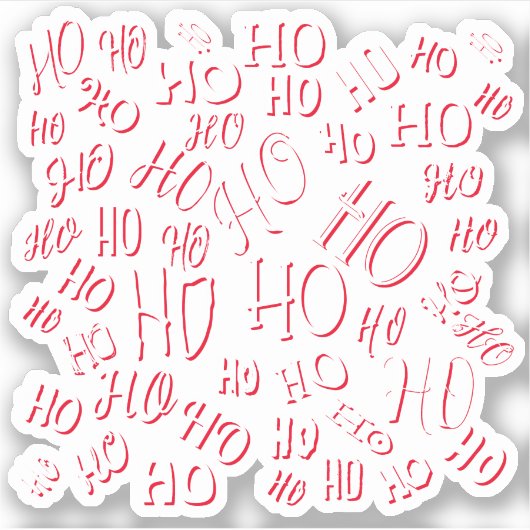 HO HO Kersttekst patroon wit rood Sticker (Voorkant)