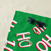 HO HO Kersttekst patroon wit rood Strandlaken (In situ)