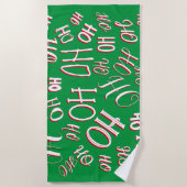 HO HO Kersttekst patroon wit rood Strandlaken (Voorkant)