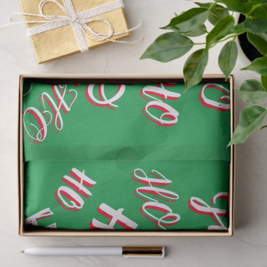 HO HO Kersttekst patroon wit rood Tissuepapier (Geschenk)