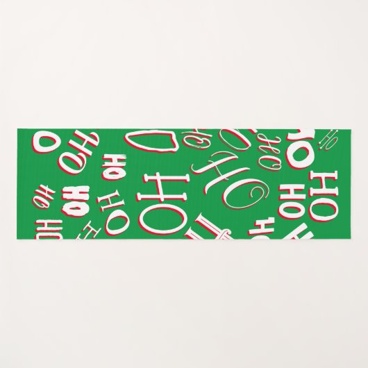 HO HO Kersttekst patroon wit rood Yogamat (Voorkant (horizontaal))