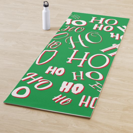 HO HO Kersttekst patroon wit rood Yogamat (In situ)